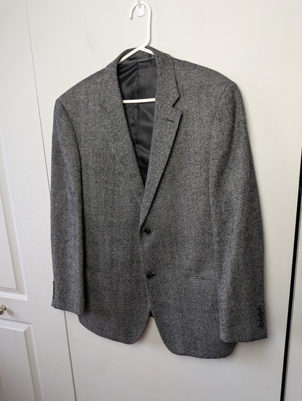 JONES NEW YORK Men 100% Pure New Wool Men Blazer Size 44R Black And White